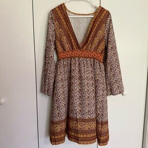 Boutique Bohemian Floral V-Neck Dress